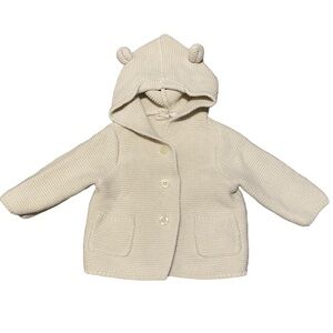 Baby Gap Knit Teddy Bear Ear Hoodie 3-6 m Girl Boy Clothing Cream Spring 4/$20 🛑
